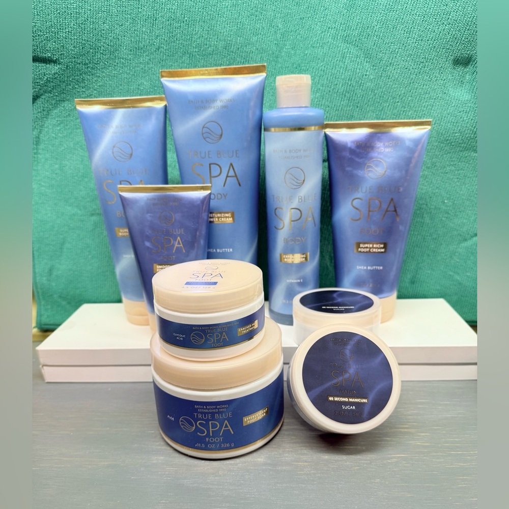 bath and body works true blue spa - large bundle of 9 items